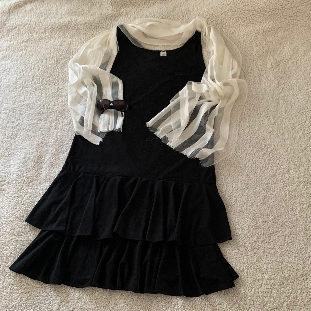 Cute Sleeveless Sheer Black Dress Size 16 WP. EUC